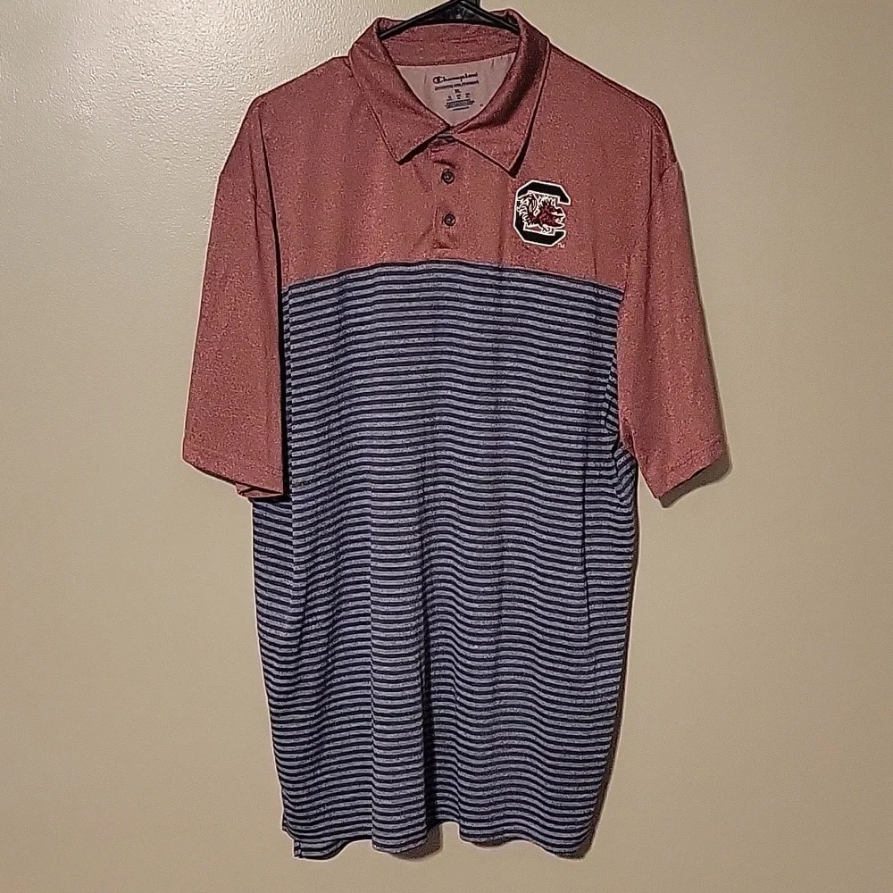 Champion Golf Polo Short Sleeve Shirt Red/Gray‎ Mens Size XL